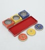 AESTHETIC MDF DRY FRUIT TRAY WITH 3 STAINLESS STEEL BOXES , HANDPAINTED , EASYCLEAN