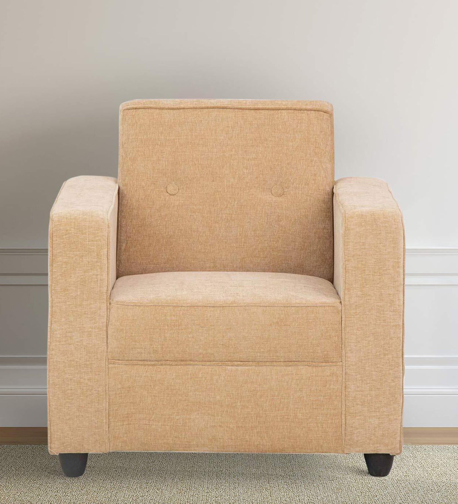 Affan Fabric 1 Seater Sofa in Beige Colour