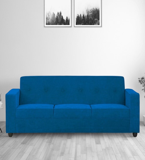Affan Fabric 3 Seater Sofa in Blue Colour