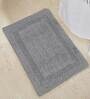 Grey Solid Shaggy Cotton 16x14 Inches AntiSkid Bath Mat