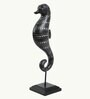 African Sea Horse Black Polyresin Figurine
