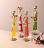 Set Of 4 Multicolor Metal African Tribal Tea Light Holder