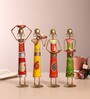 Set Of 4 Multicolor Metal African Tribal Tea Light Holder