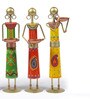 Set Of 4 Multicolor Metal African Tribal Tea Light Holder