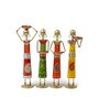 Set Of 4 Multicolor Metal African Tribal Tea Light Holder
