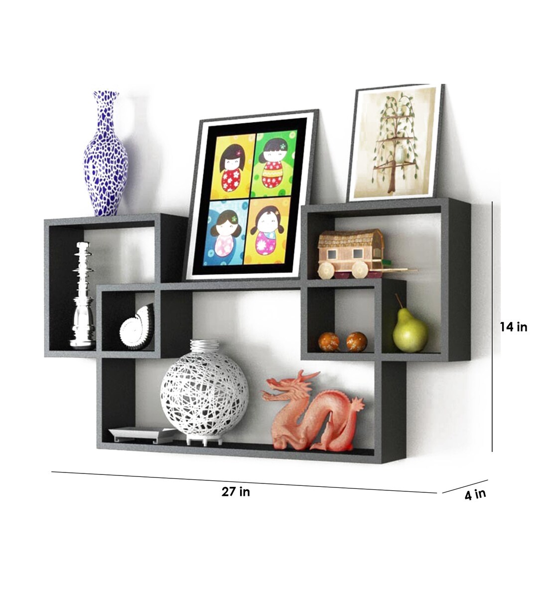 Buy Engineered Wood Mozaic Wall Shelf by Home Sparkle Online Modern