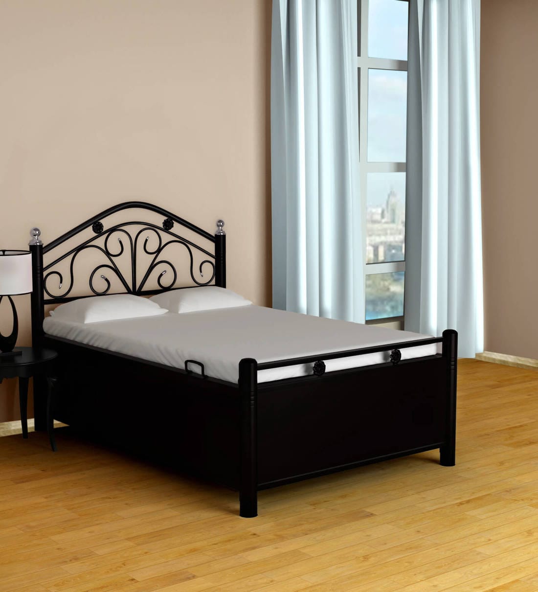 metal single bed with mattress