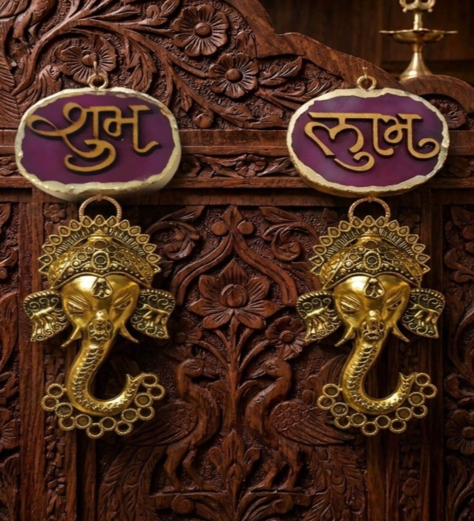 Agate Shubh Labh Metal Ganesha Hangings