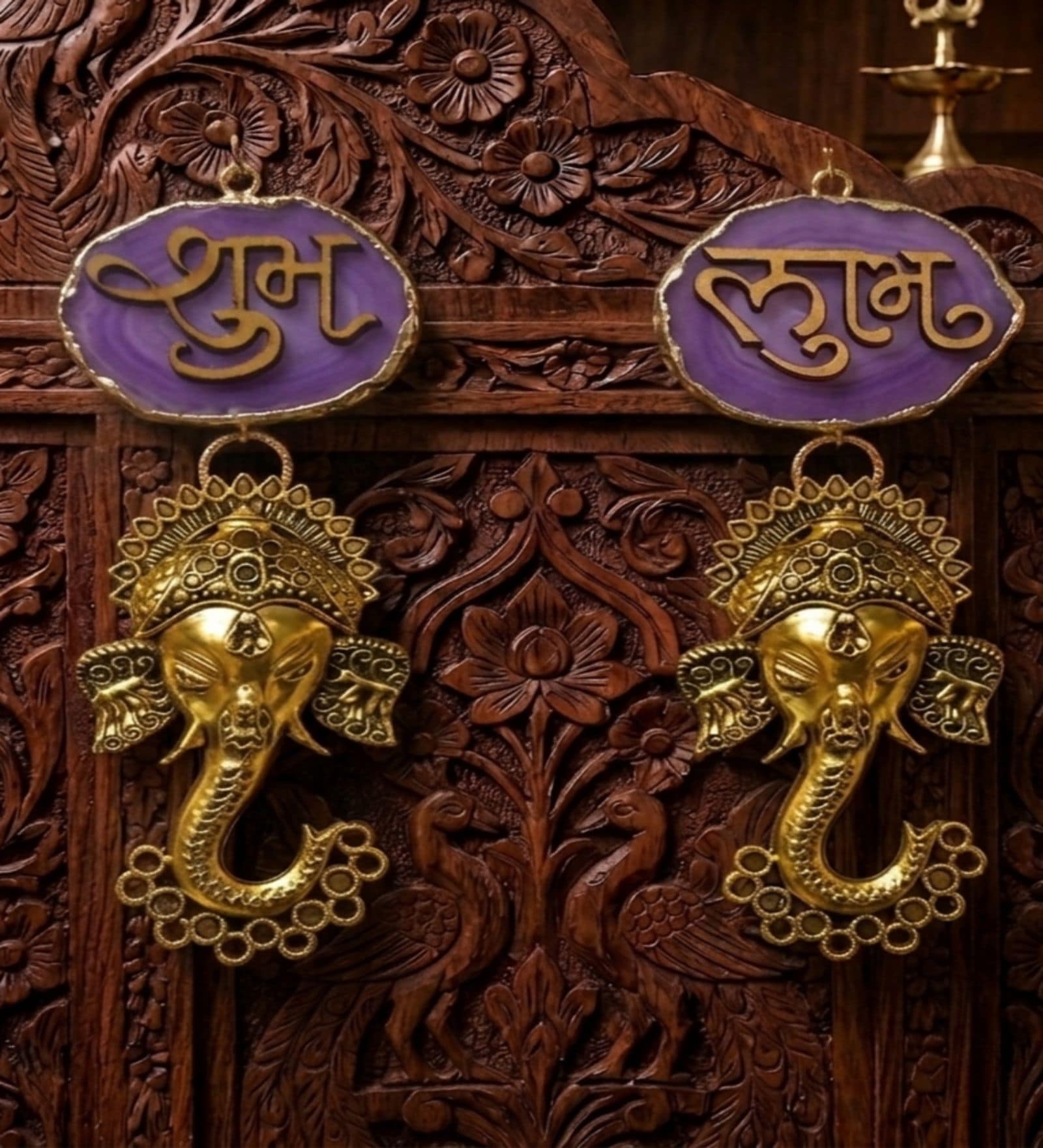 Agate Shubh Labh Metal Ganesha Hangings