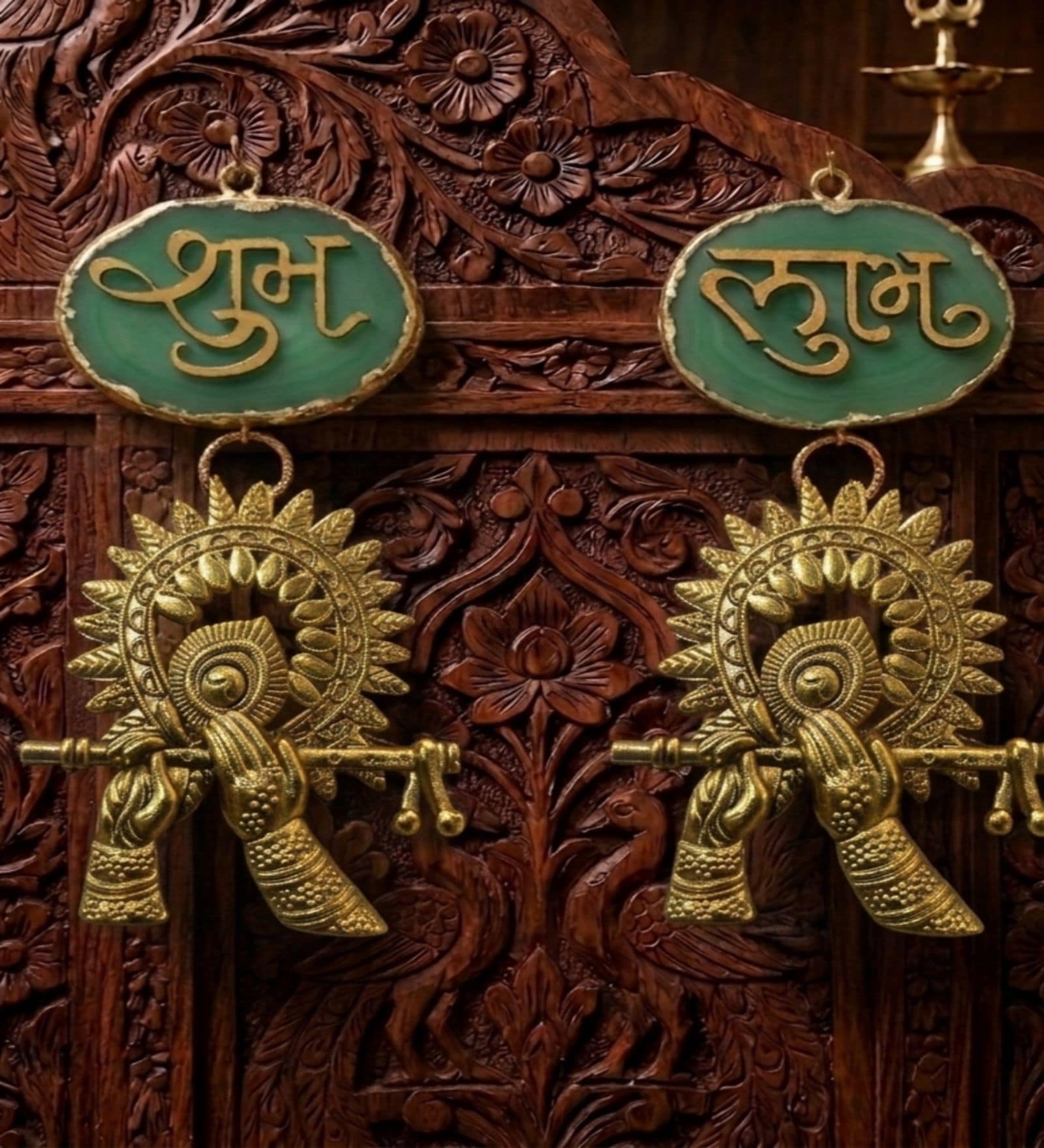 Agate Shubh Labh Metal Krishna Bansi Hangings