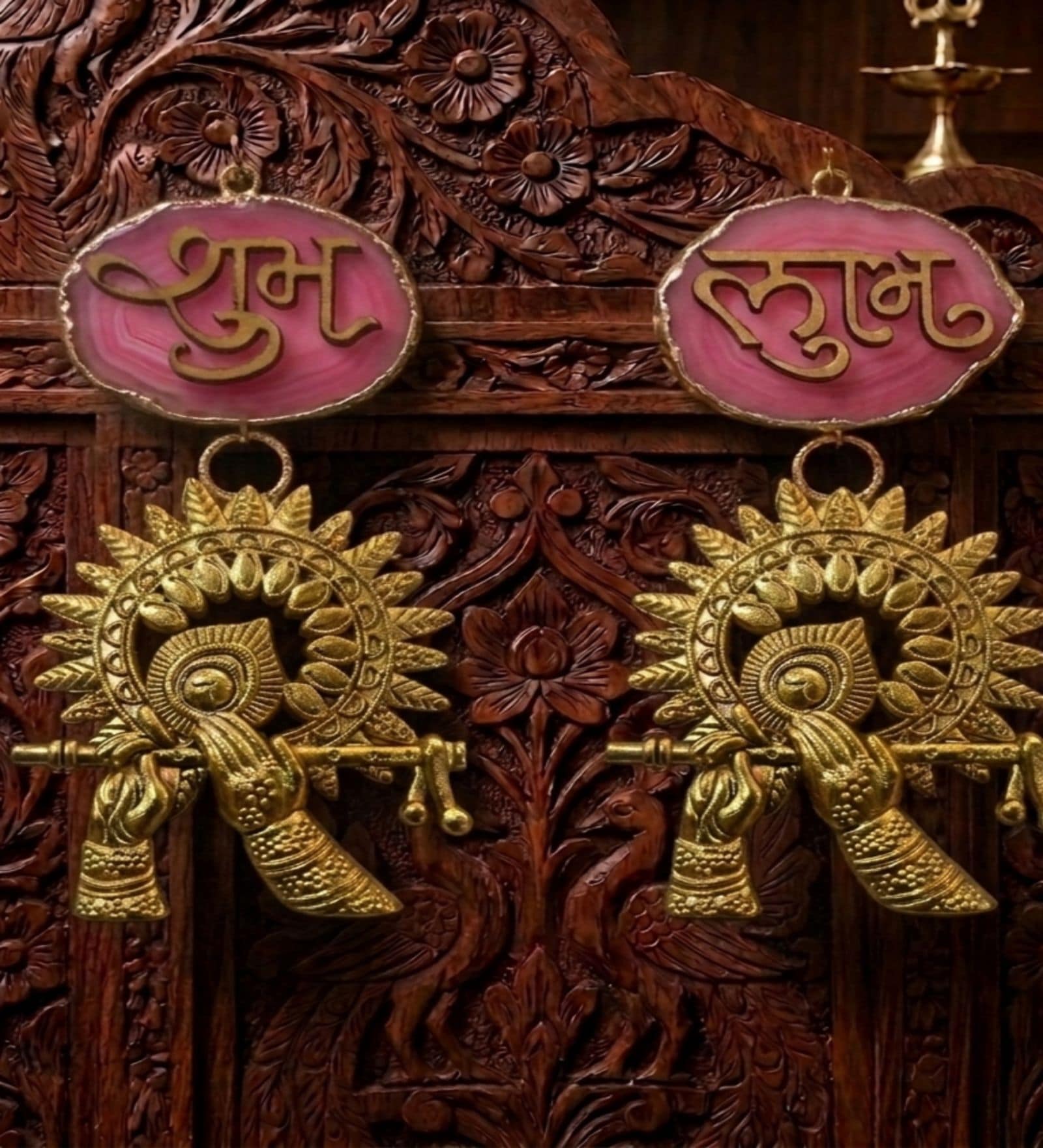 Agate Shubh Labh Metal Krishna Bansi Hangings