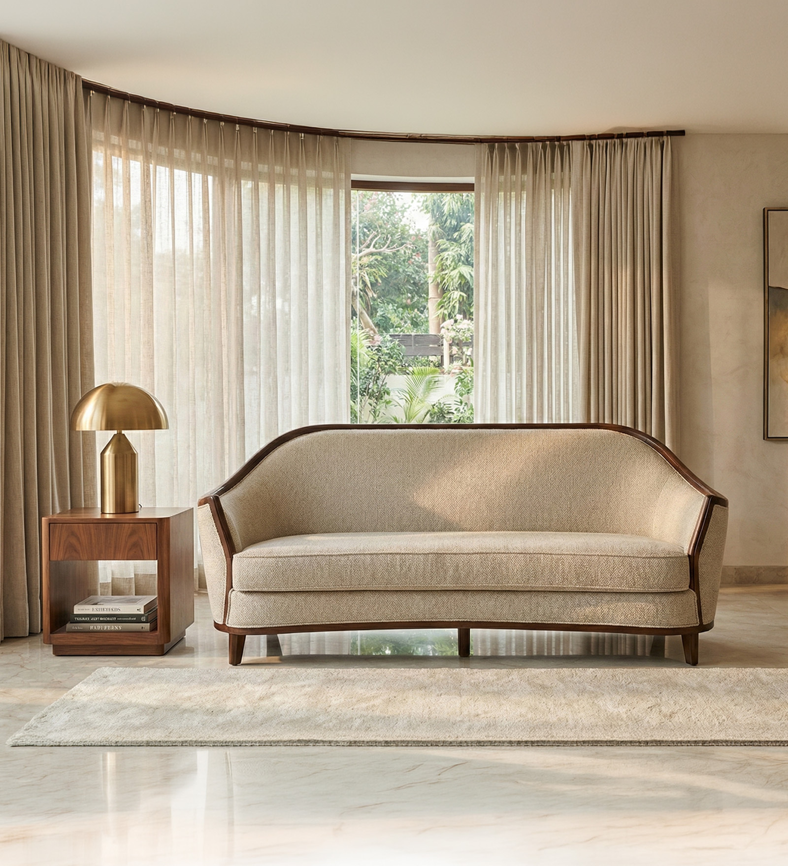 AGATE WOODEN FABRIC SOFA 3S