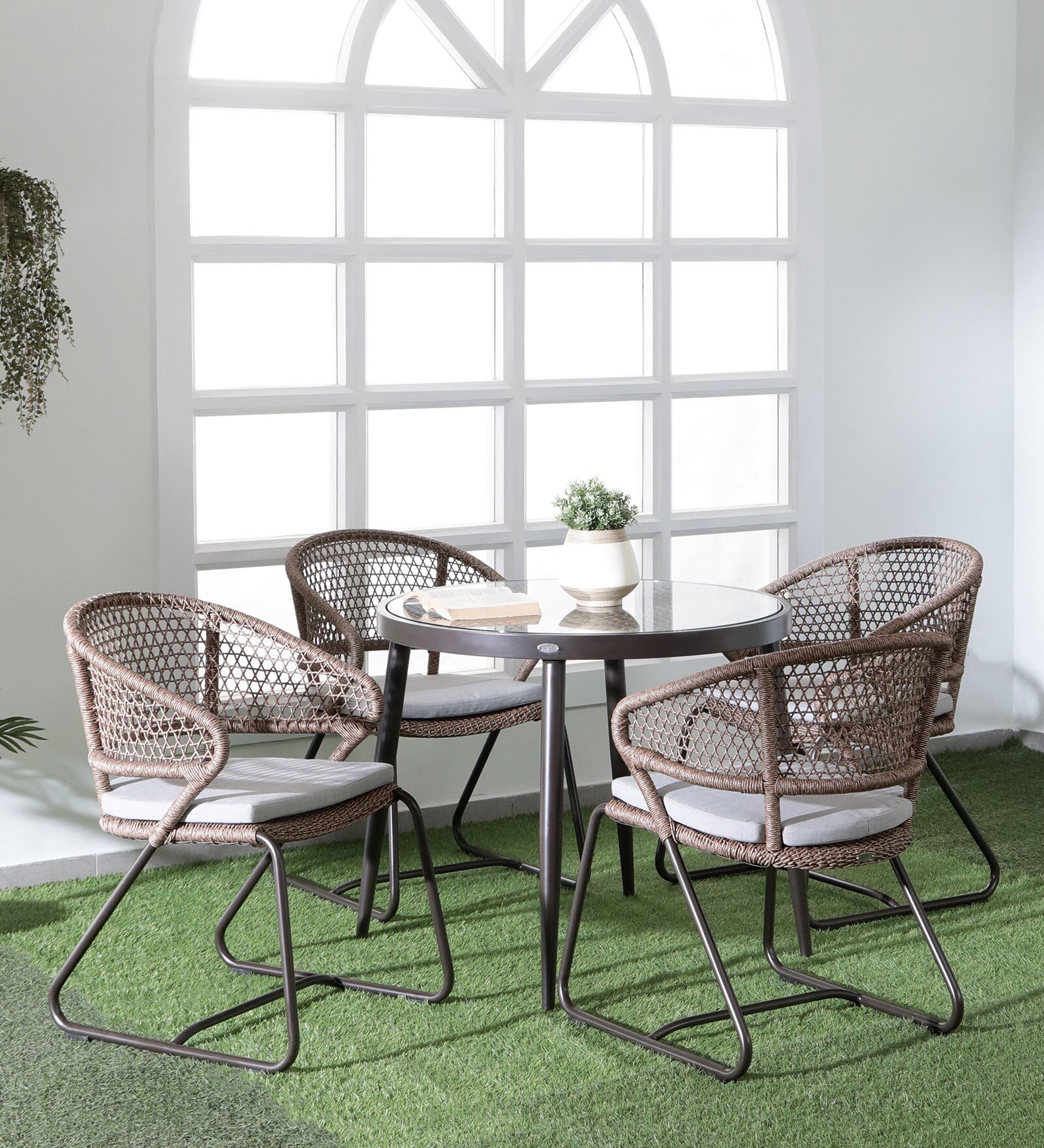 Agni Aluminium Outdoor Dining Set in Brown Colour