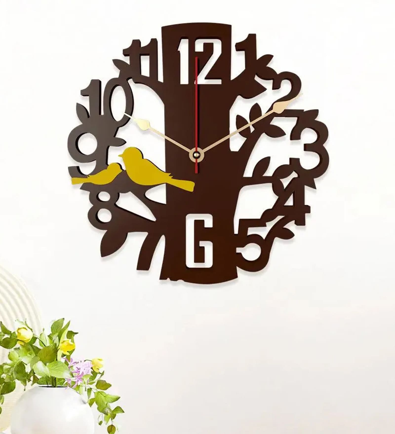 Agust n Engineered Wood Brown Wall Clock