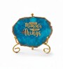 Agate Collect Moments Not Things Showpiece With Metal Stand Blue
