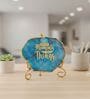 Agate Collect Moments Not Things Showpiece With Metal Stand Blue