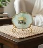 Agate Collect Moments Not Things Showpiece With Metal Stand Green