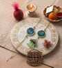 Agate Green Bhai Bhabhi Lumba Rakhi Set With Roli Chawal and Nariyal With Gift Box