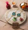 Agate Green Gaytri Mantra Lumba Rakhi Set With Roli Chawal and Nariyal With Gift Box
