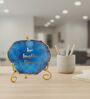 Agate Love Laughter Forever Showpiece With Metal Stand Blue