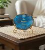 Agate Love Laughter Forever Showpiece With Metal Stand Blue