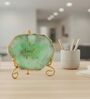 Agate Love Laughter Forever Showpiece With Metal Stand Green