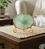 Agate Love Laughter Forever Showpiece With Metal Stand Green