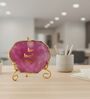Agate Love Laughter Forever Showpiece With Metal Stand Pink