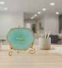 Agate Love Laughter Forever Showpiece With Metal Stand Turquoise