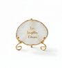 Agate Love Laughter Forever Showpiece With Metal Stand White