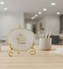 Agate Love Laughter Forever Showpiece With Metal Stand White