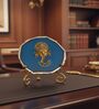 Agate Metal Ganesha Showpiece With Metal Stand Blue