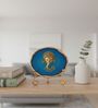 Agate Metal Ganesha Showpiece With Metal Stand Blue