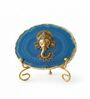 Agate Metal Ganesha Showpiece With Metal Stand Blue