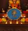 Agate Metal Ganesha Showpiece With Metal Stand Blue