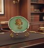 Agate Metal Ganesha Showpiece With Metal Stand Green