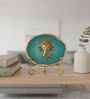 Agate Metal Ganesha Showpiece With Metal Stand Turquoise