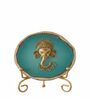 Agate Metal Ganesha Showpiece With Metal Stand Turquoise