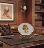 Agate Metal Ganesha Showpiece With Metal Stand White