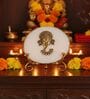 Agate Metal Ganesha Showpiece With Metal Stand White