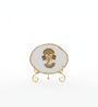 Agate Metal Ganesha Showpiece With Metal Stand White