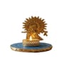 Blue Agate Metal Krishna Bansi Tealight Holder