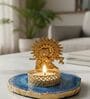 Blue Agate Metal Krishna Bansi Tealight Holder