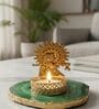 Green Agate Metal Krishna Bansi Tealight Holder
