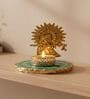 Green Agate Metal Krishna Bansi Tealight Holder