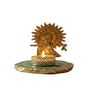 Green Agate Metal Krishna Bansi Tealight Holder