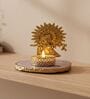 Pink Agate Metal Krishna Bansi Tealight Holder