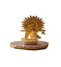 Pink Agate Metal Krishna Bansi Tealight Holder