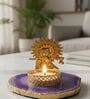 Purple Agate Metal Krishna Bansi Tealight Holder