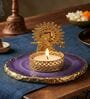 Purple Agate Metal Krishna Bansi Tealight Holder